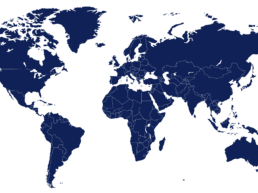 Map of the world in navy blue